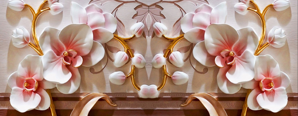 Fototapeta białe kwiaty orchidei z czerwonym środkiem