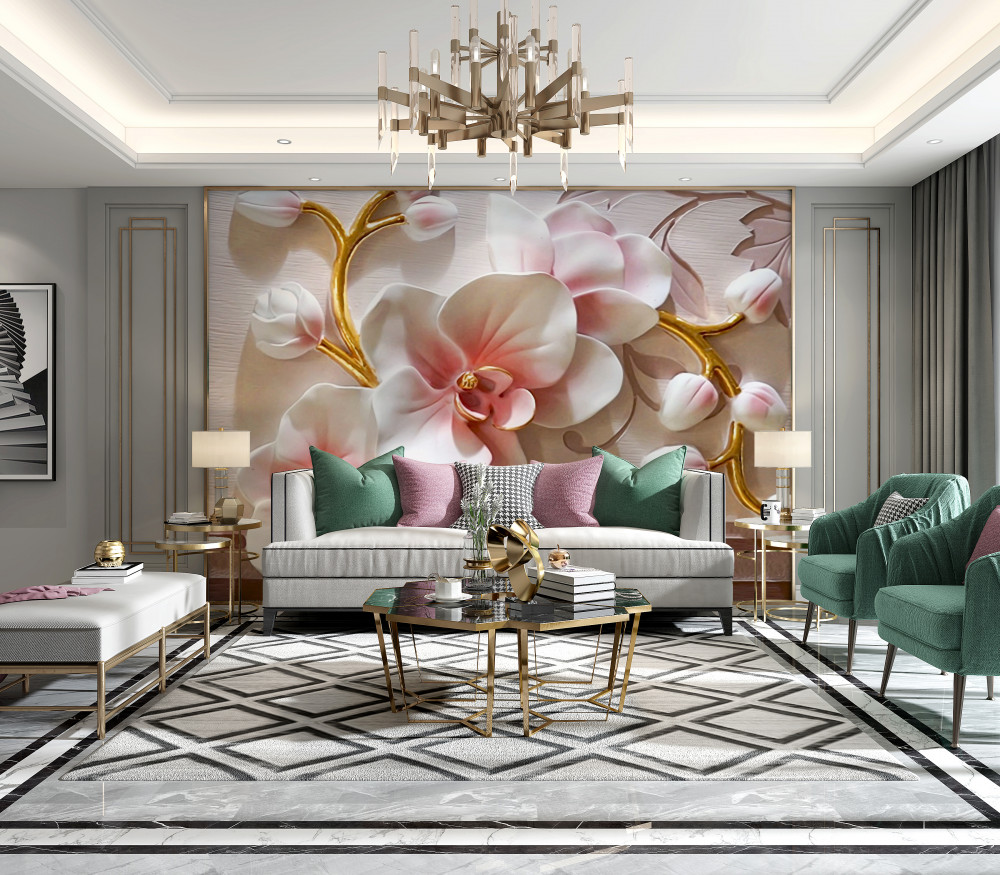 Fototapeta czerwono-białe orchidee z ogromnymi pąkami