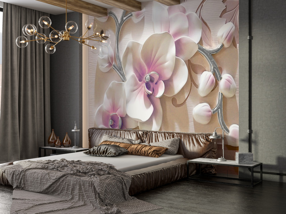 Fototapeta trójwymiarowa biała orchidea w pączku
