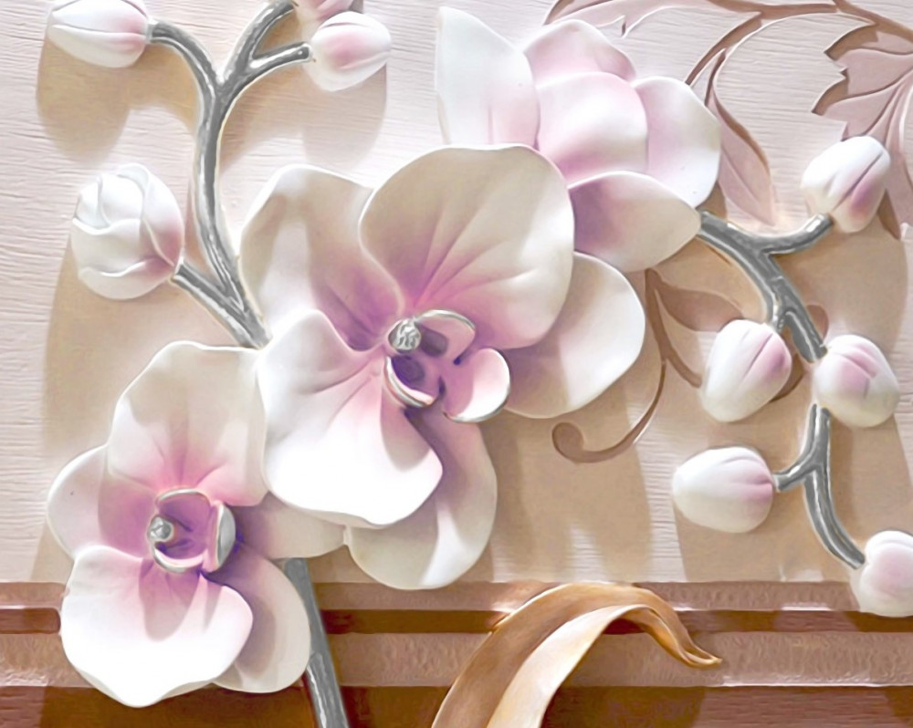 Fototapeta trójwymiarowa biała orchidea w pączku