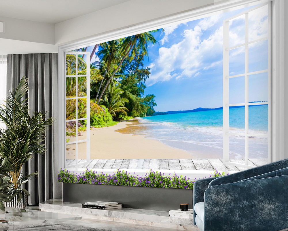 Fototapeta widok z okna na plażę