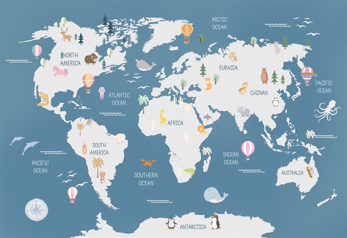 Fototapeta Mapa świata na ciemnoniebieskim tle