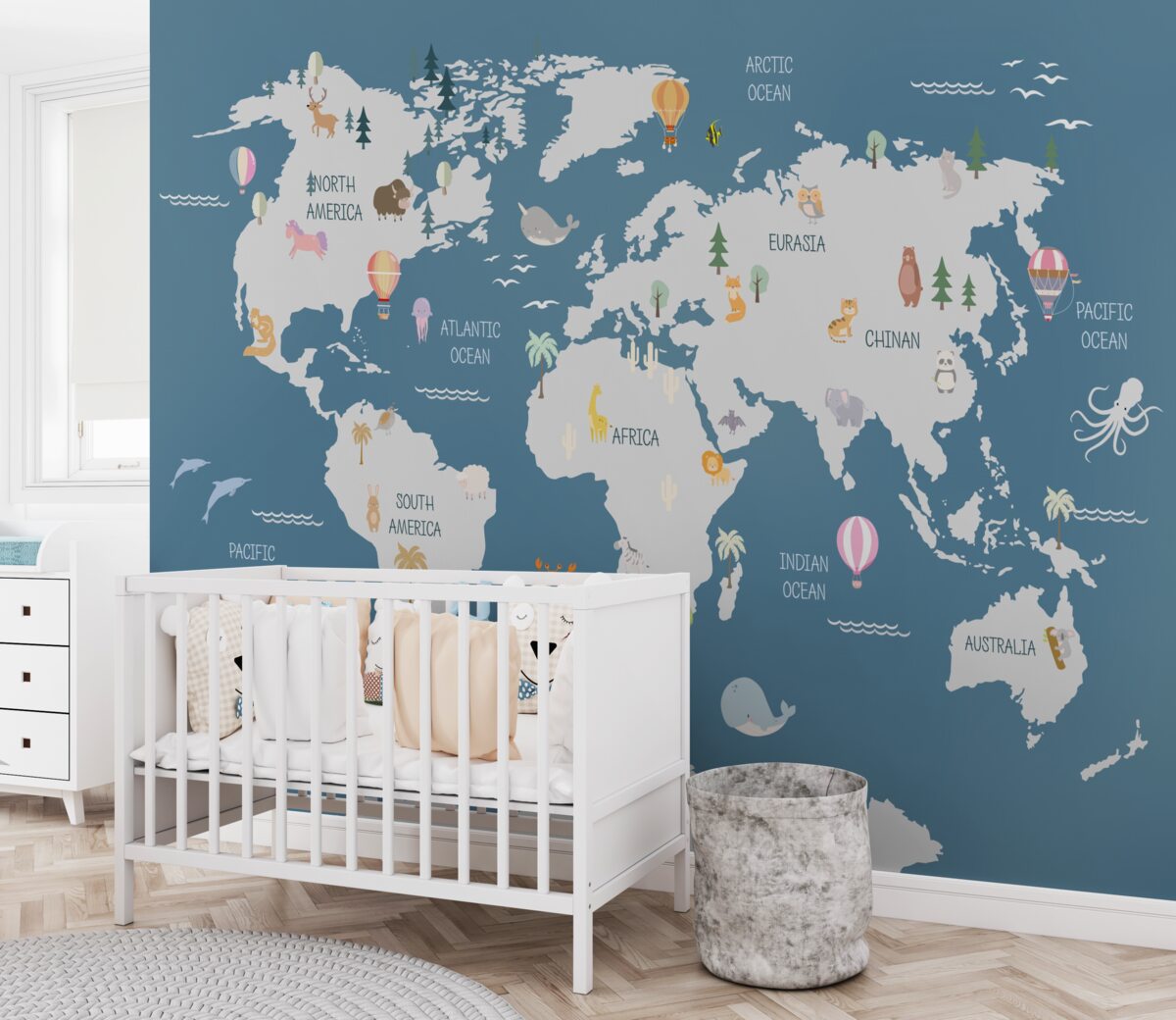 Fototapeta Mapa świata na ciemnoniebieskim tle