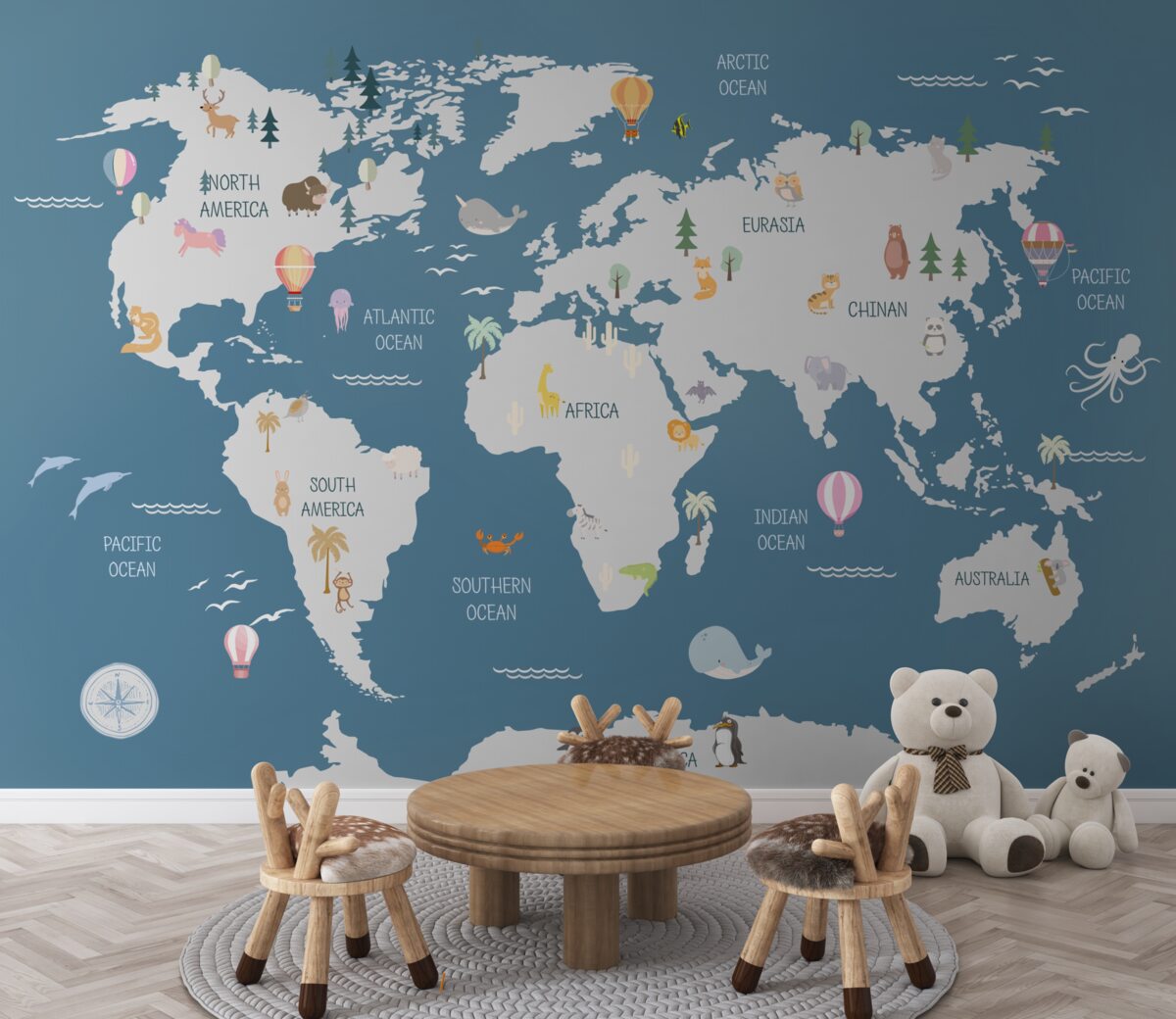 Fototapeta Mapa świata na ciemnoniebieskim tle