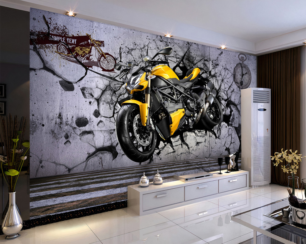Fototapeta graffiti z żółtym motocyklem