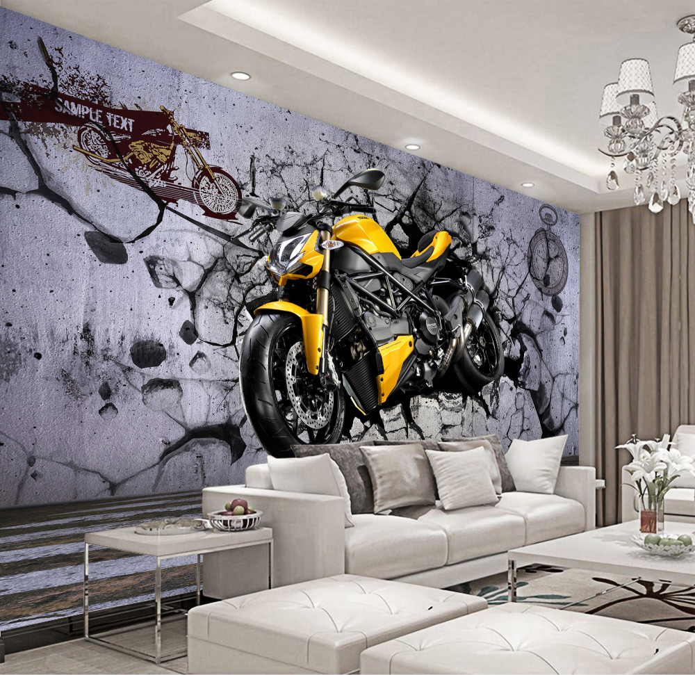 Fototapeta graffiti z żółtym motocyklem