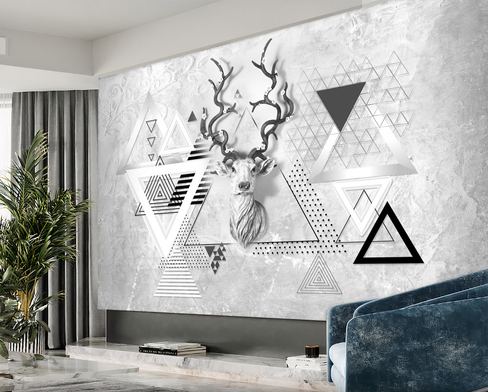 Fototapeta dumny jeleń w abstrakcji geometrycznej