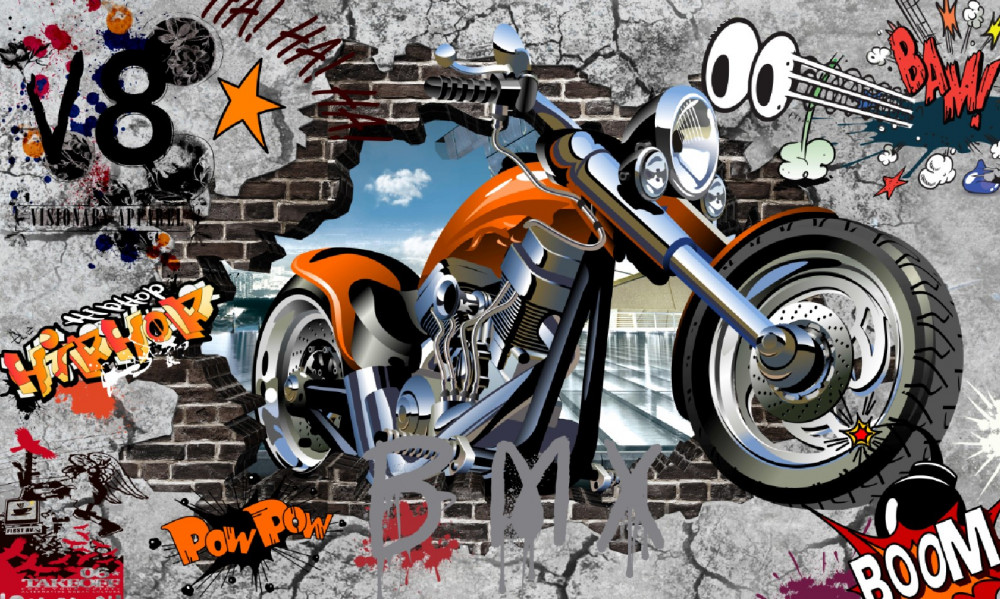 Fototapeta graffiti na motocyklu