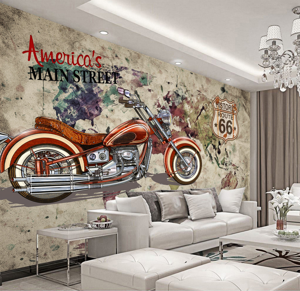 Fototapeta czerwony motocykl na ścianie