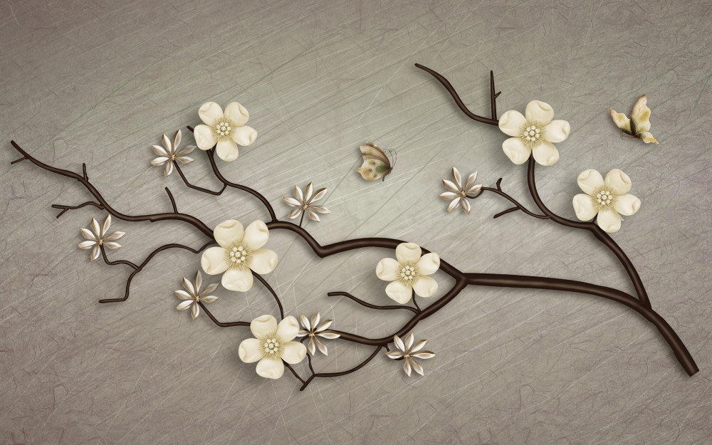 Fototapeta samotna gałąź kwitnącej białej magnolii