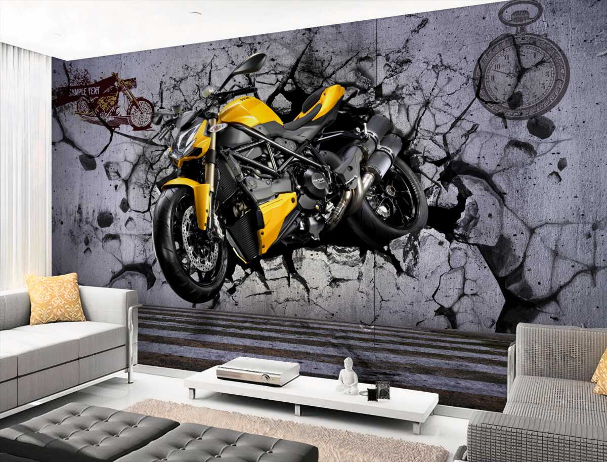 Fototapeta Motocykl, pojazd i żółty