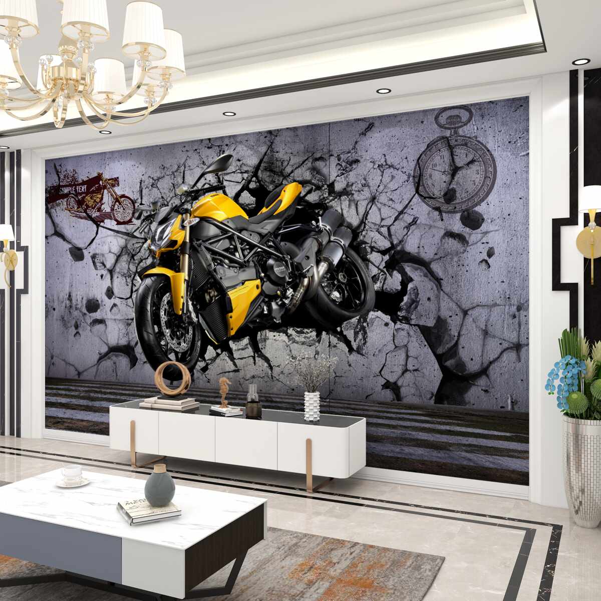 Fototapeta Motocykl, pojazd i żółty