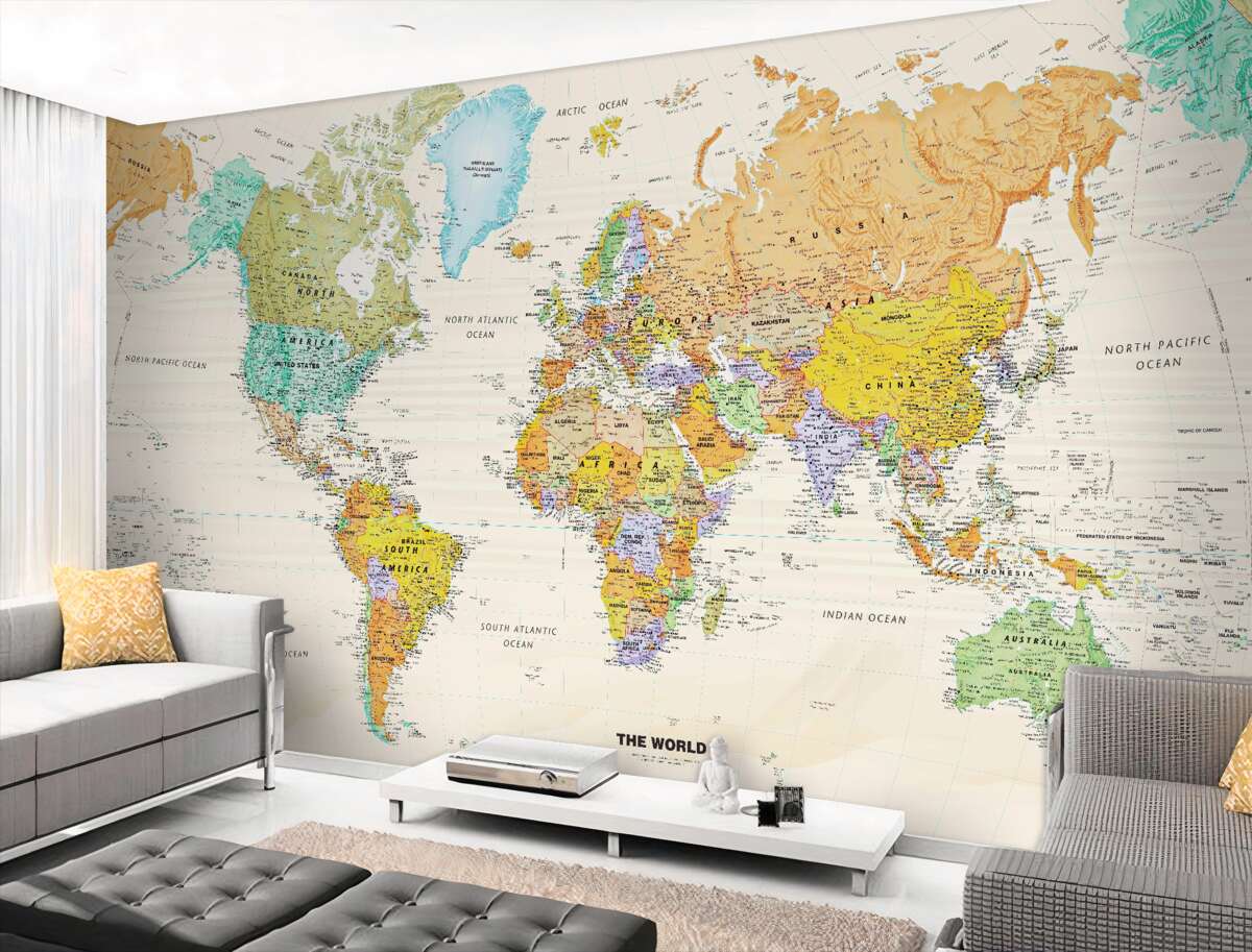 Fototapeta Mapa świata na jasnym tle