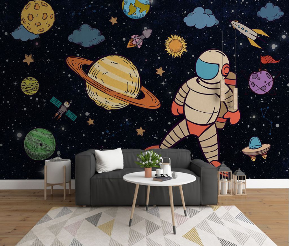 Fototapeta astronauta wśród planet