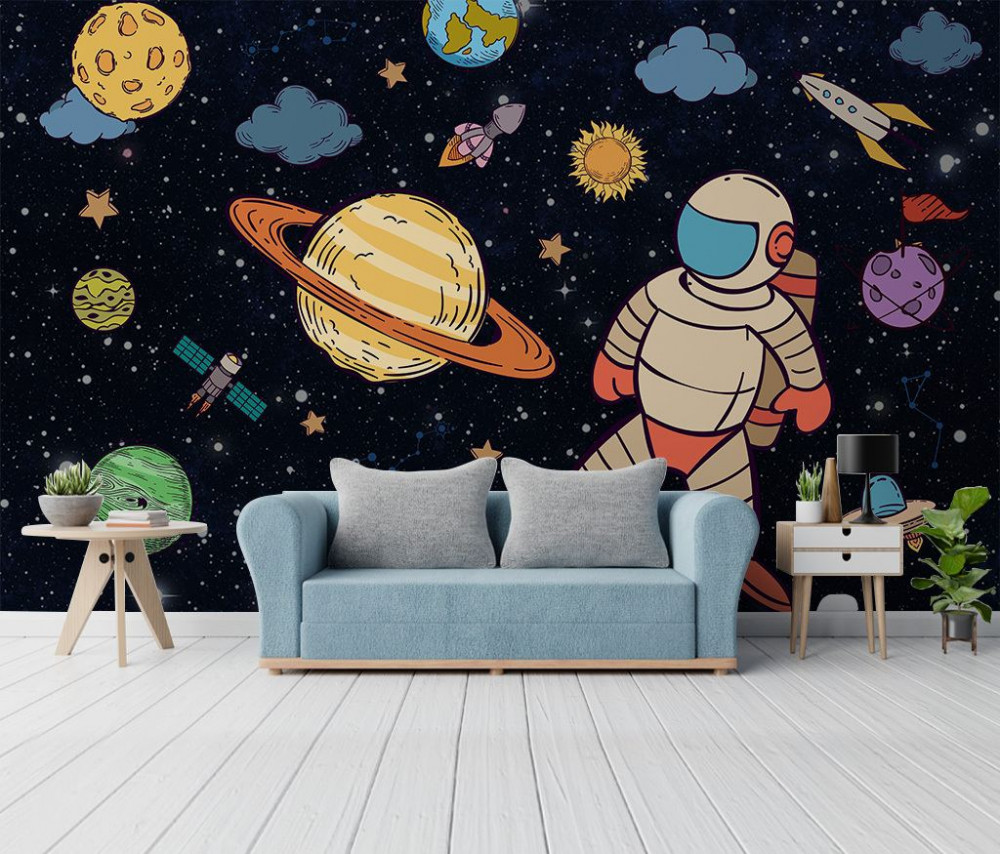Fototapeta astronauta wśród planet