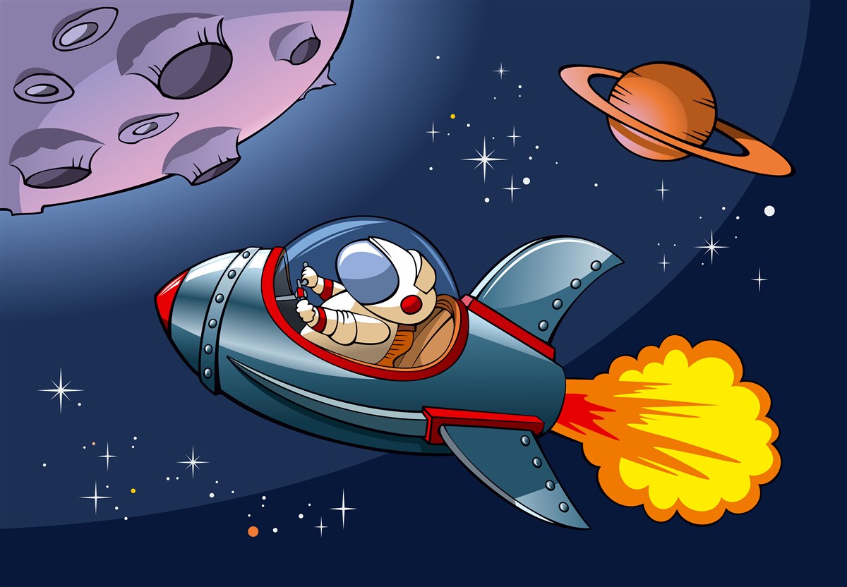 Fototapeta Astronauta leci w rakiecie