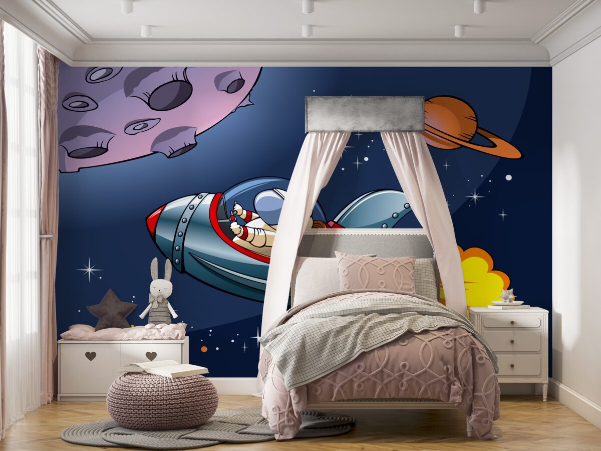 Fototapeta Astronauta leci w rakiecie