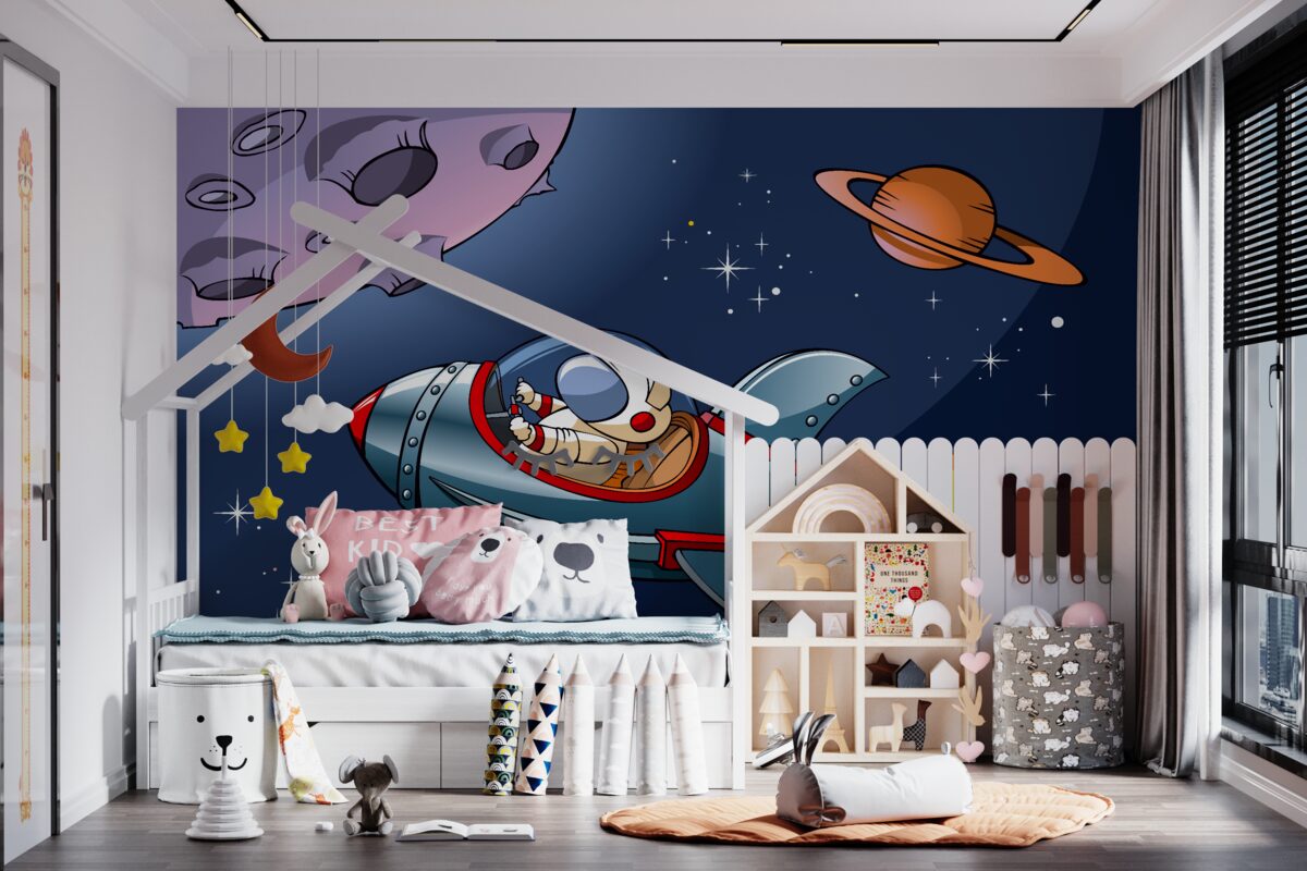 Fototapeta Astronauta leci w rakiecie