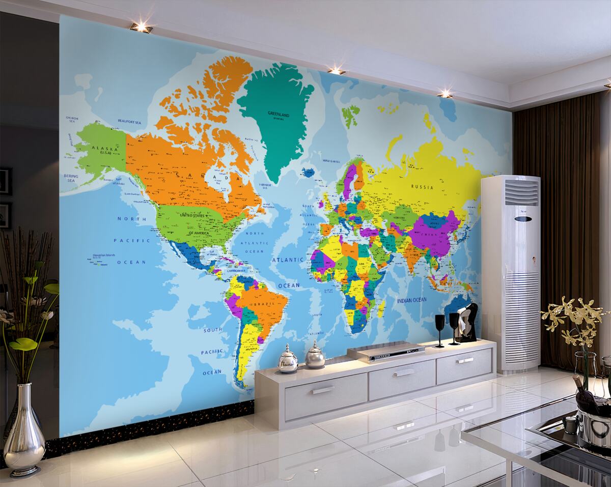 Fototapeta mapa świata w kolorze