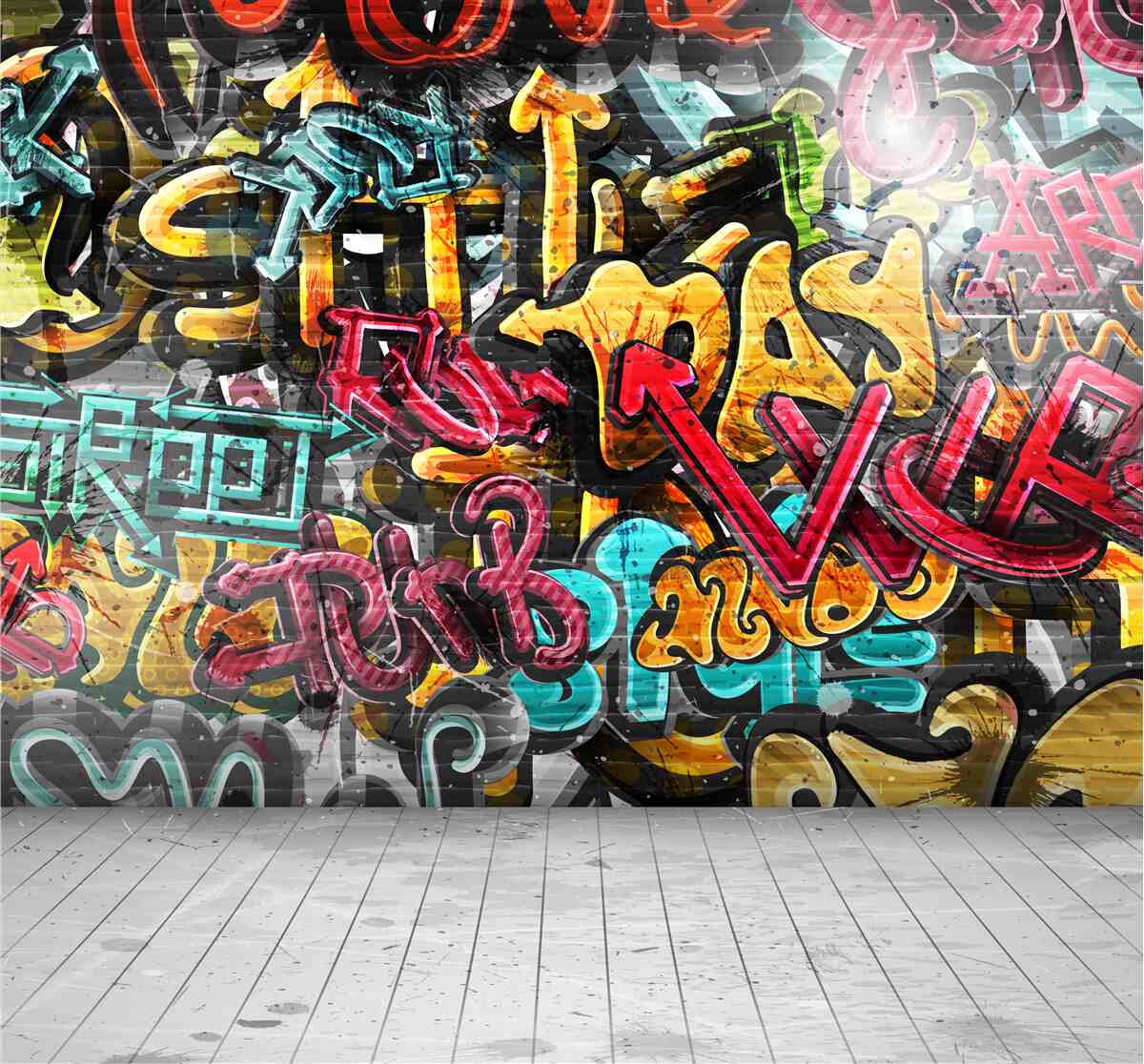 Fototapeta ściana pomalowana graffiti
