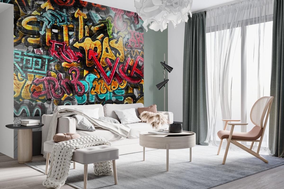 Fototapeta ściana pomalowana graffiti
