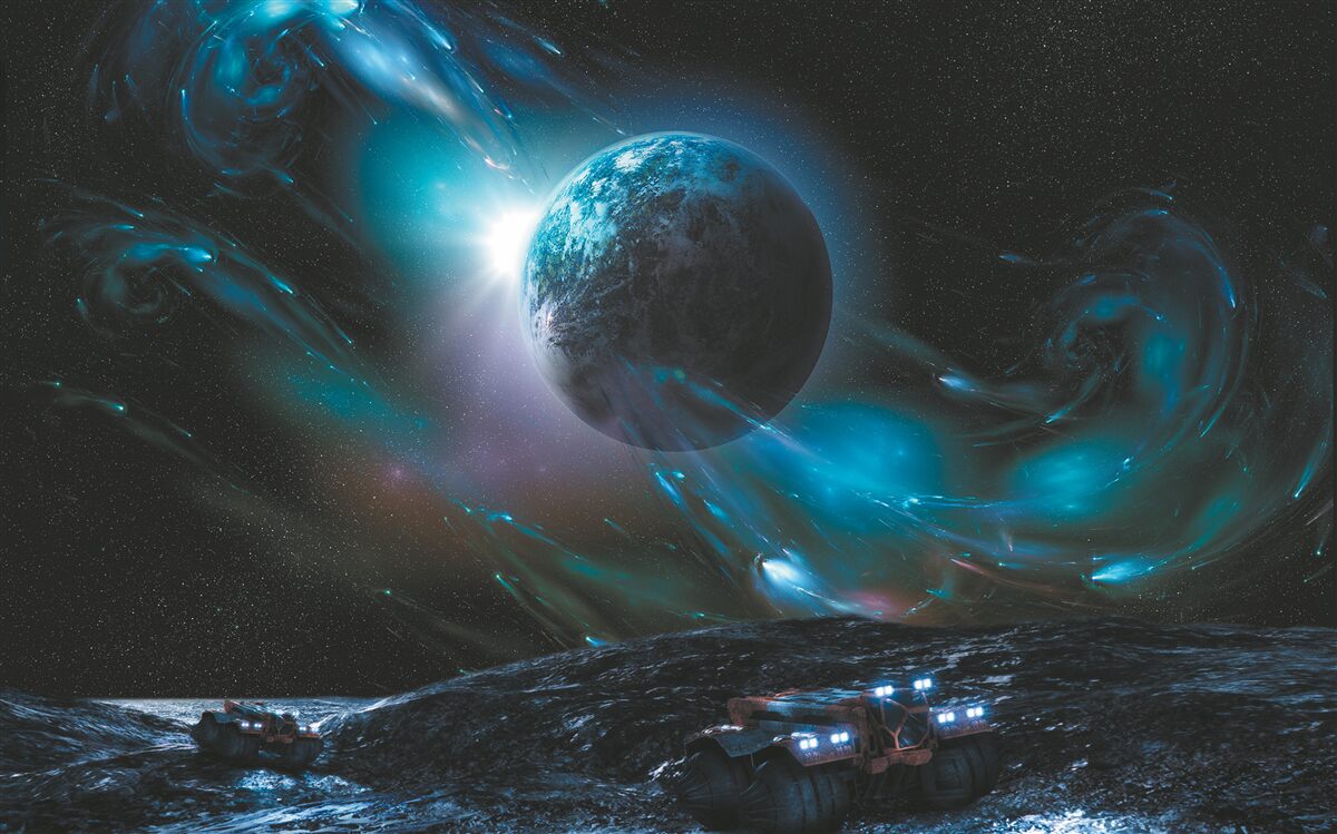 Fototapeta planeta w kosmicznej mgle w nocy