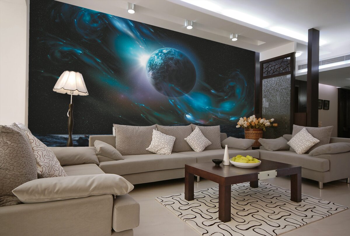 Fototapeta planeta w kosmicznej mgle w nocy
