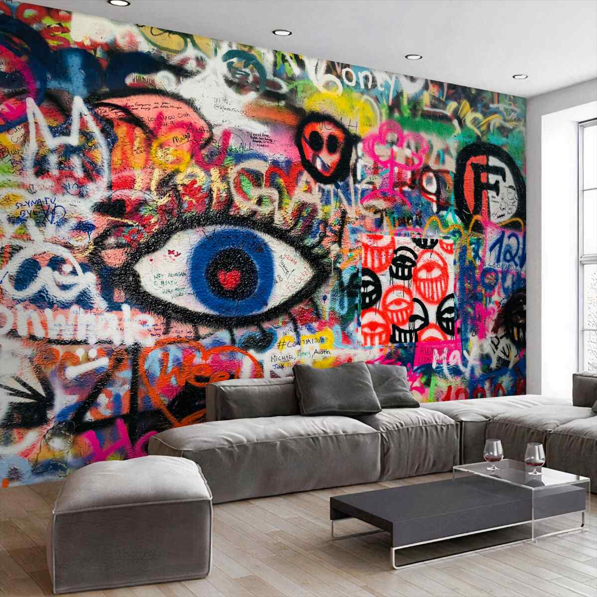 Fototapeta jasne postacie malowane graffiti