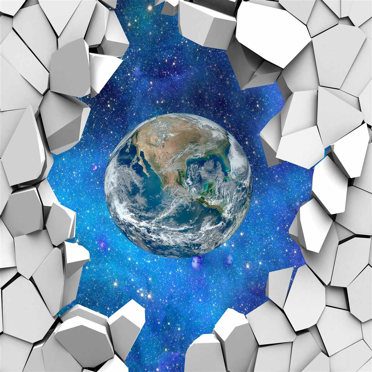 Fototapeta kamienny mur i planeta Ziemia