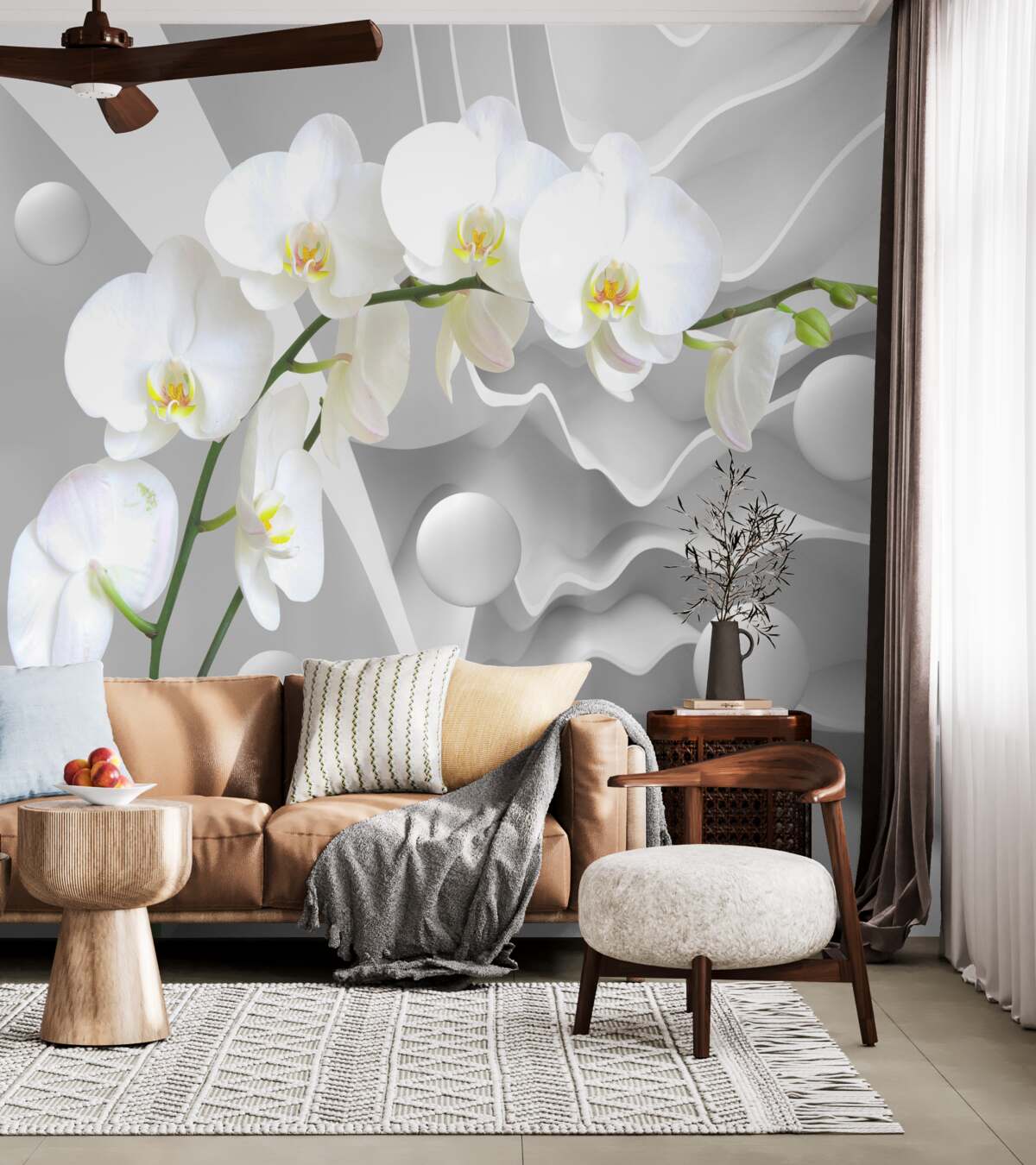 Fototapeta gałąź luksusowej abstrakcji białej orchidei