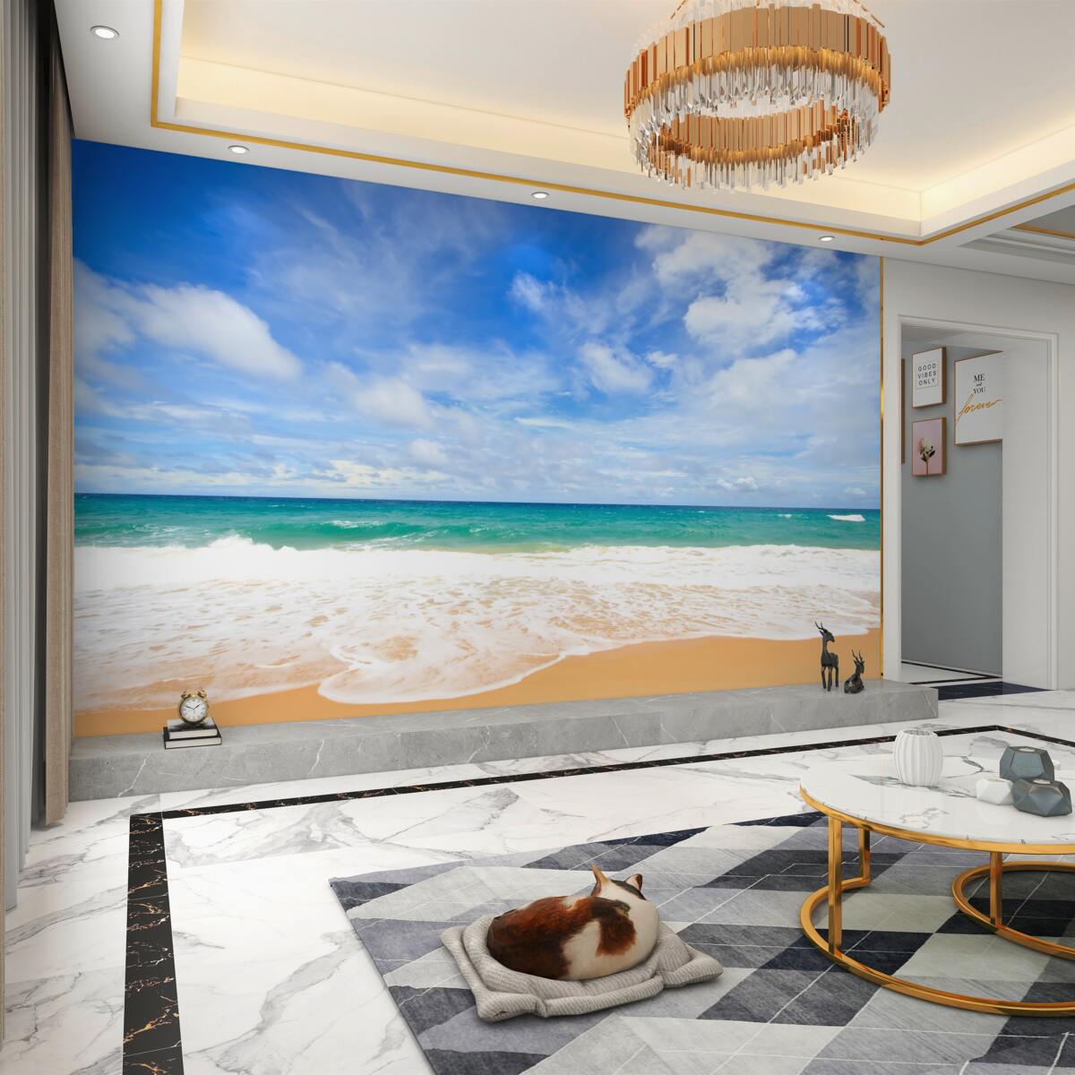 Fototapeta niekończące się błękitne wody oceanu i plaża