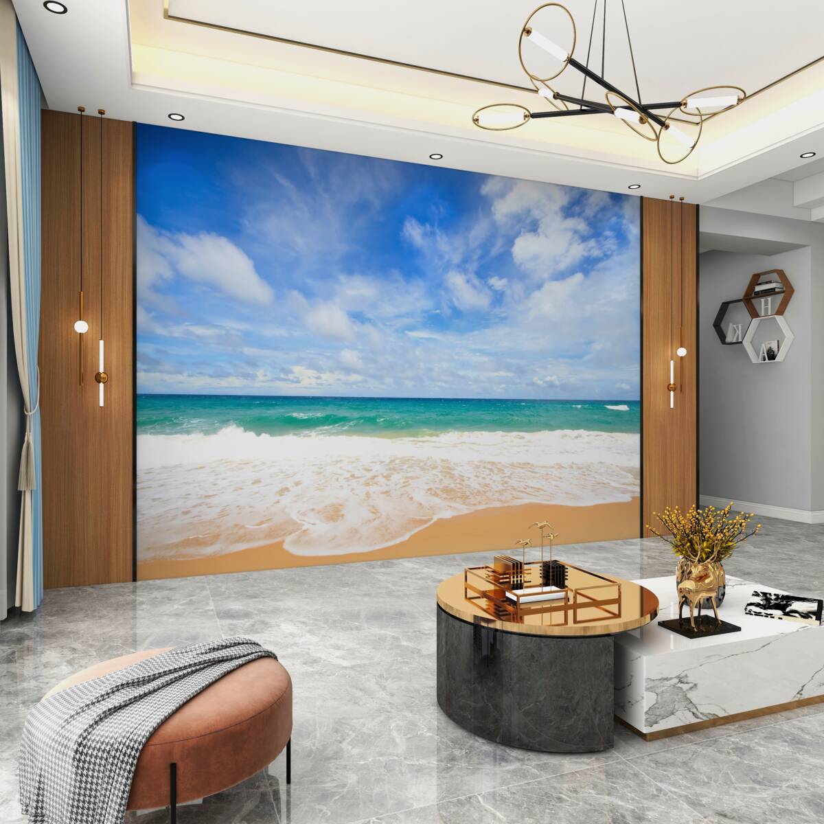 Fototapeta niekończące się błękitne wody oceanu i plaża