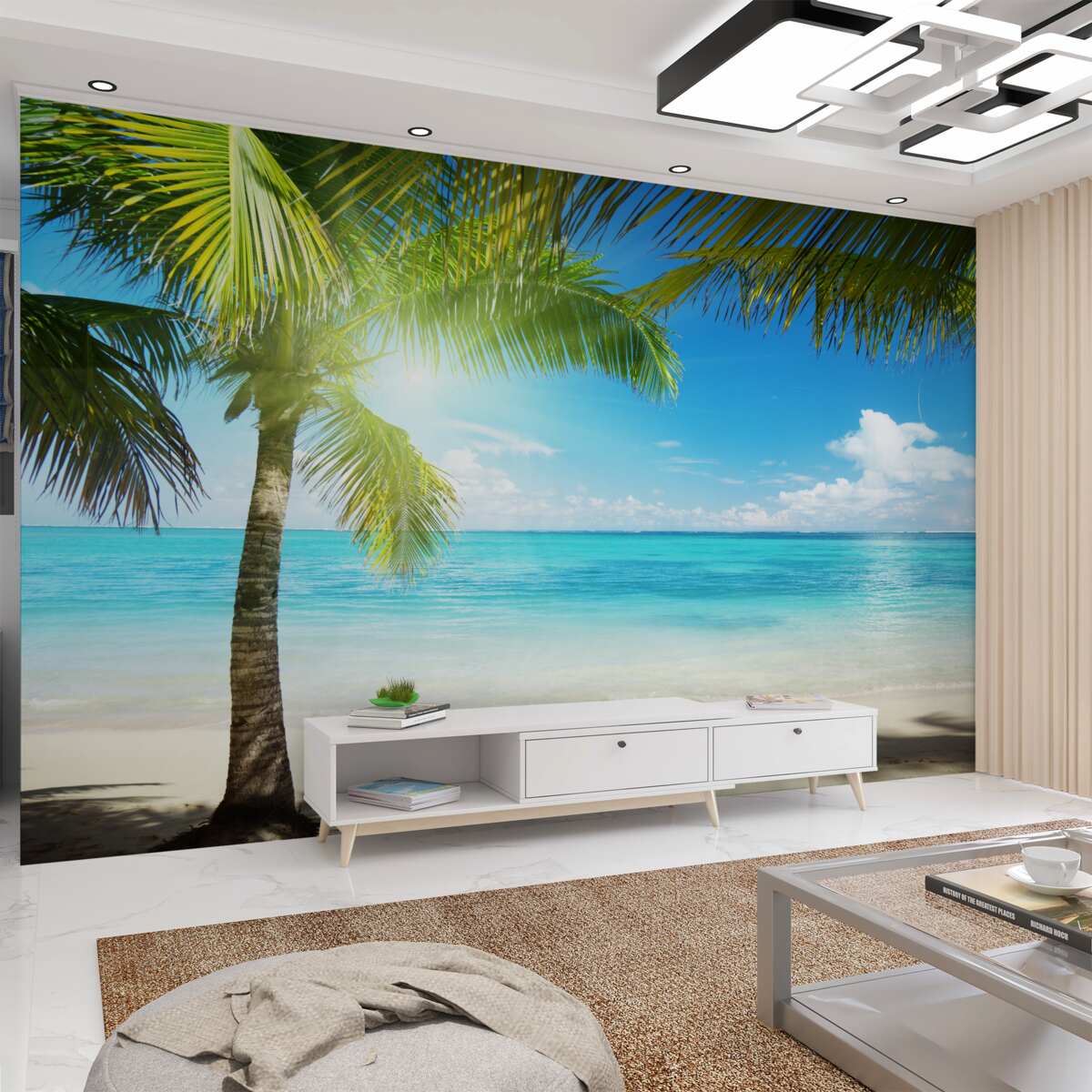 Fototapeta cicha rajska plaża z palmami