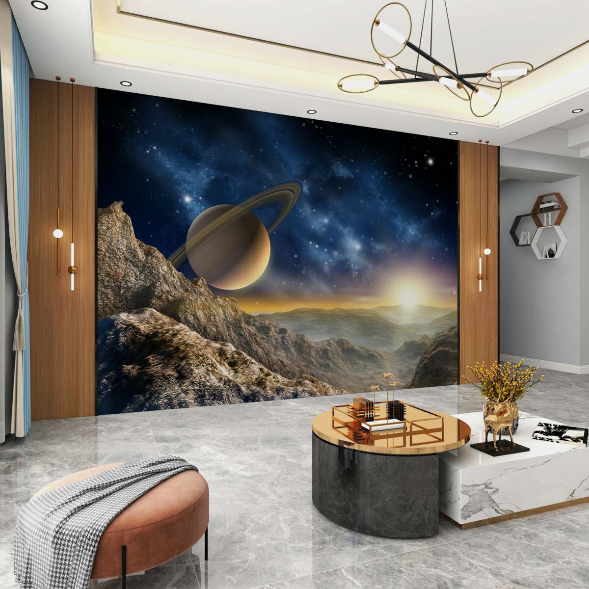 Fototapeta abstrakcja kosmiczna z planetą