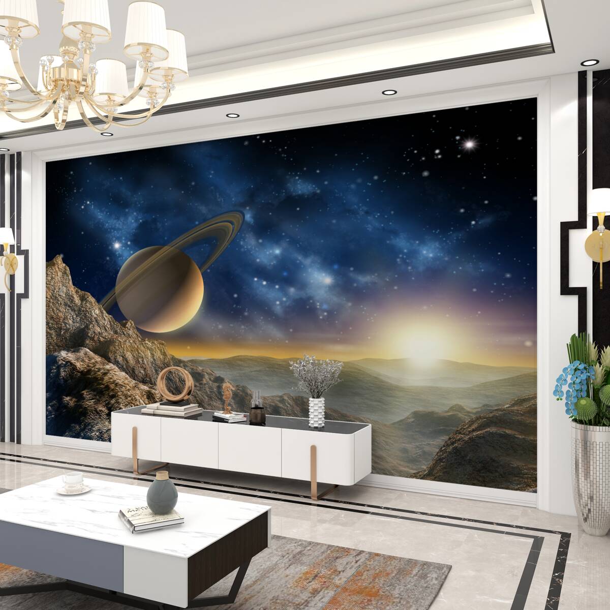 Fototapeta abstrakcja kosmiczna z planetą