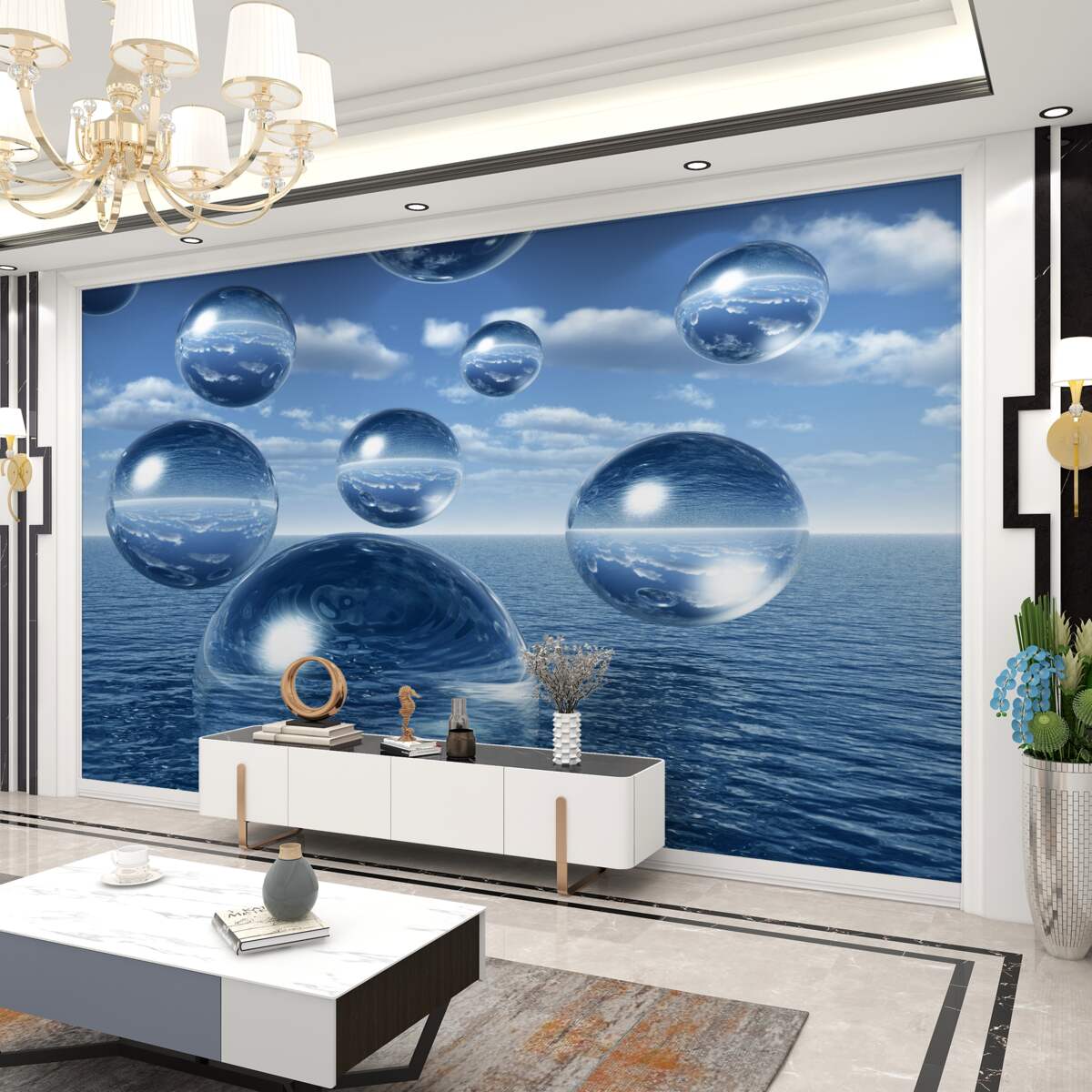 Fototapeta krople wody wpadające do oceanu