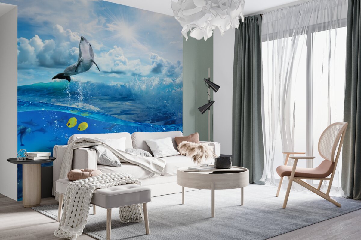 Fototapeta delfin wyskakujący z wody