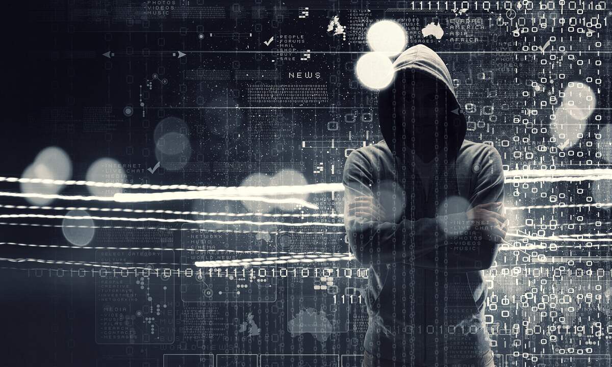 Fototapeta zakapturzony mężczyzna na abstrakcyjnym tle