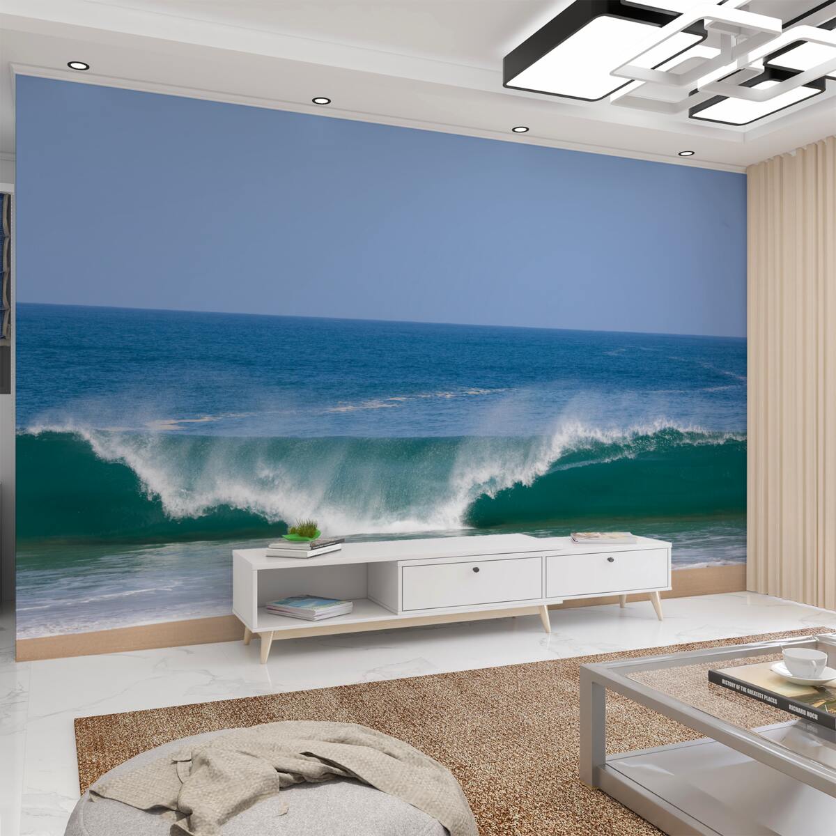 Fototapeta duże fale oceanu w pobliżu brzegu