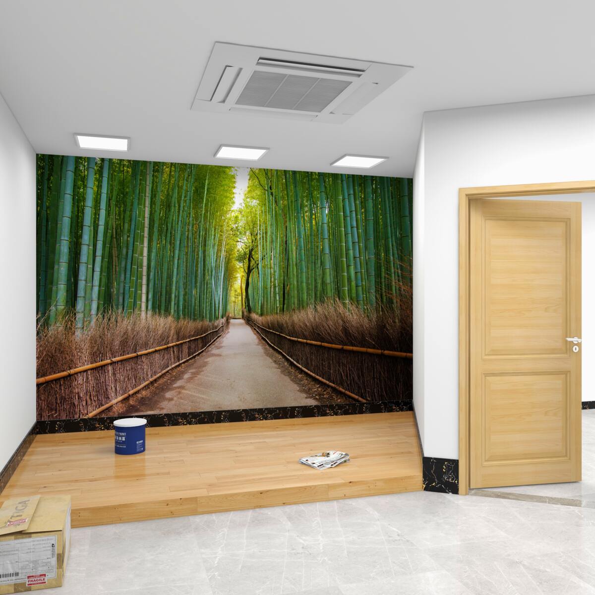 Fototapeta smukły las bambusowy ze ścieżką