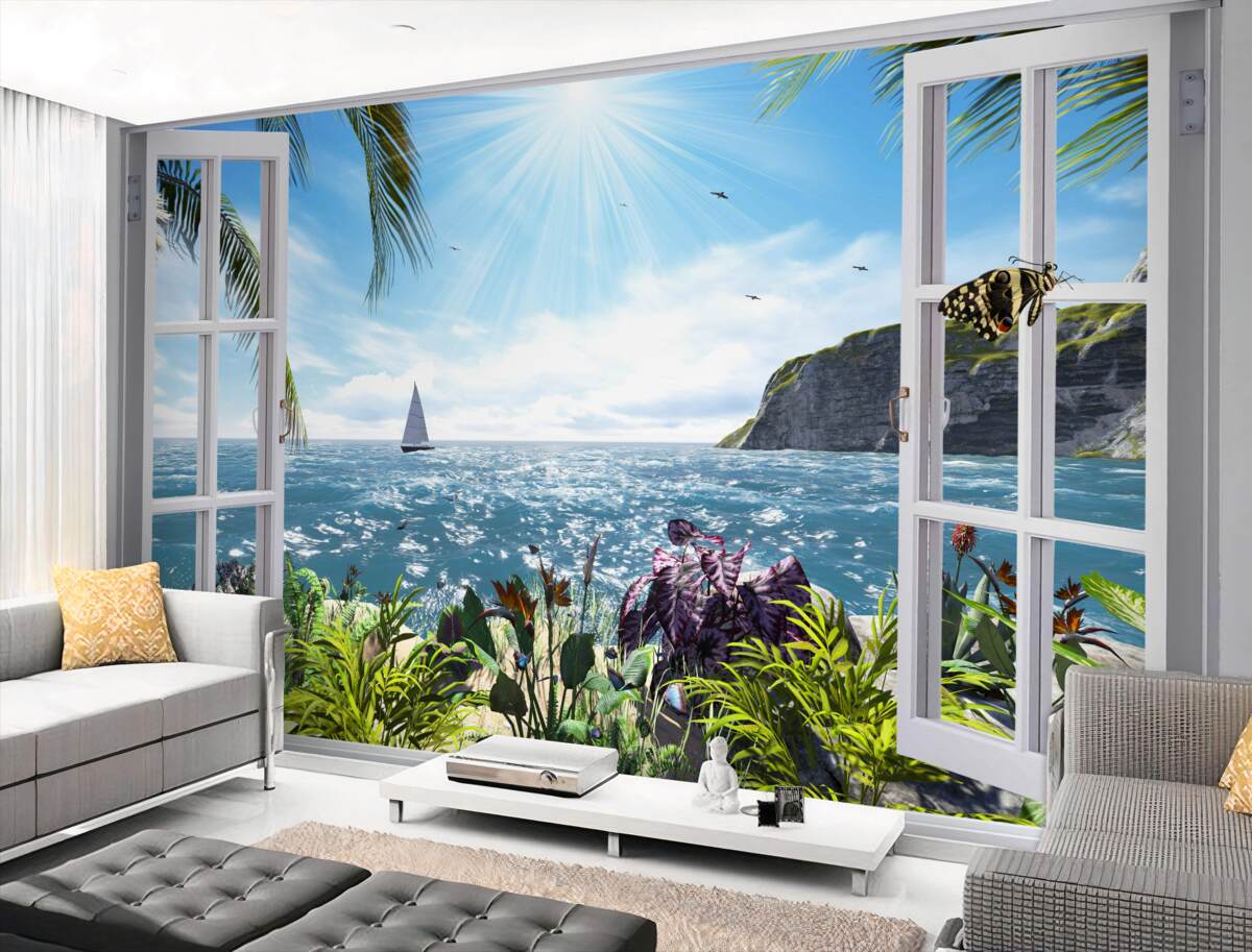 Fototapeta piękny ocean z okna