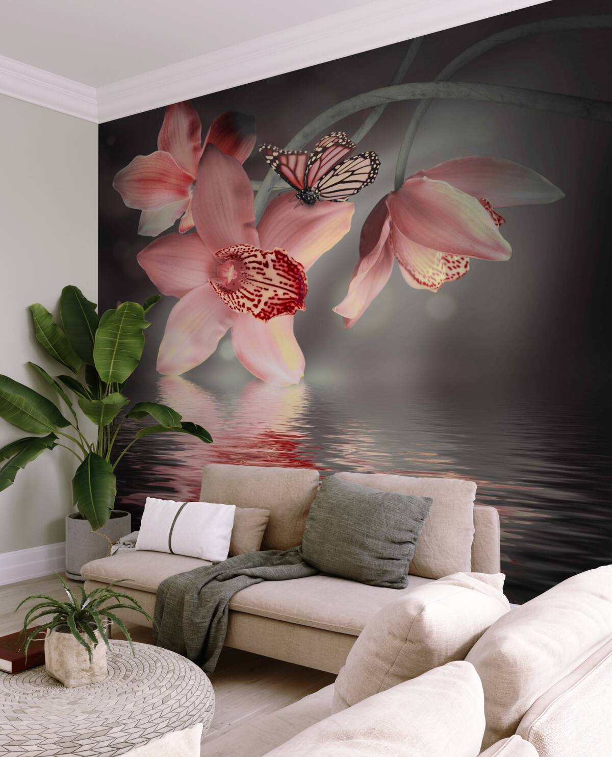 Fototapeta różowa orchidea zwisająca z wody
