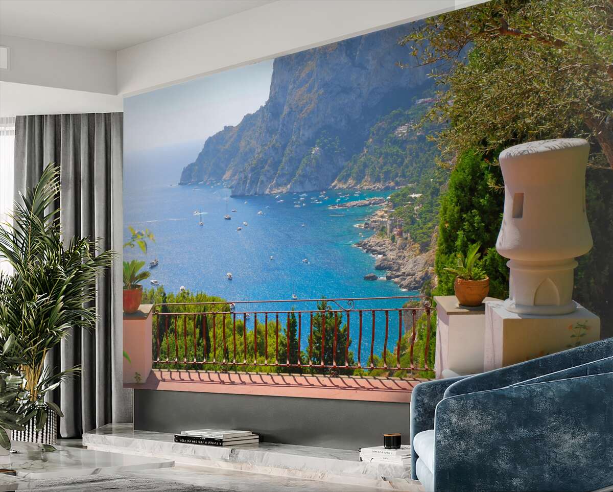 Fototapeta balkon z tarasem i widokiem na ocean