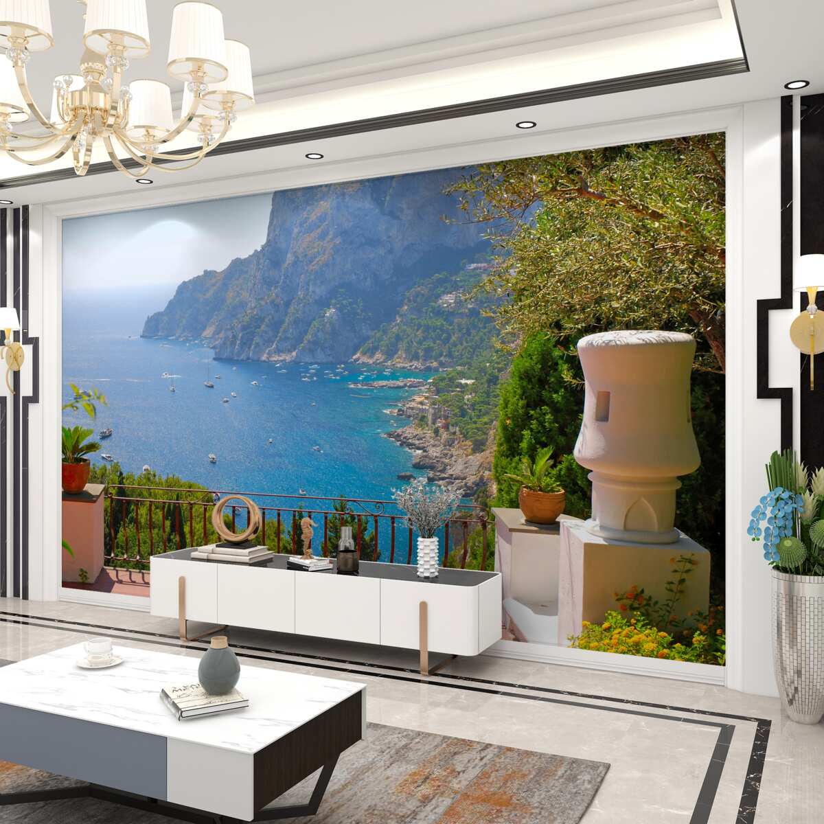 Fototapeta balkon z tarasem i widokiem na ocean