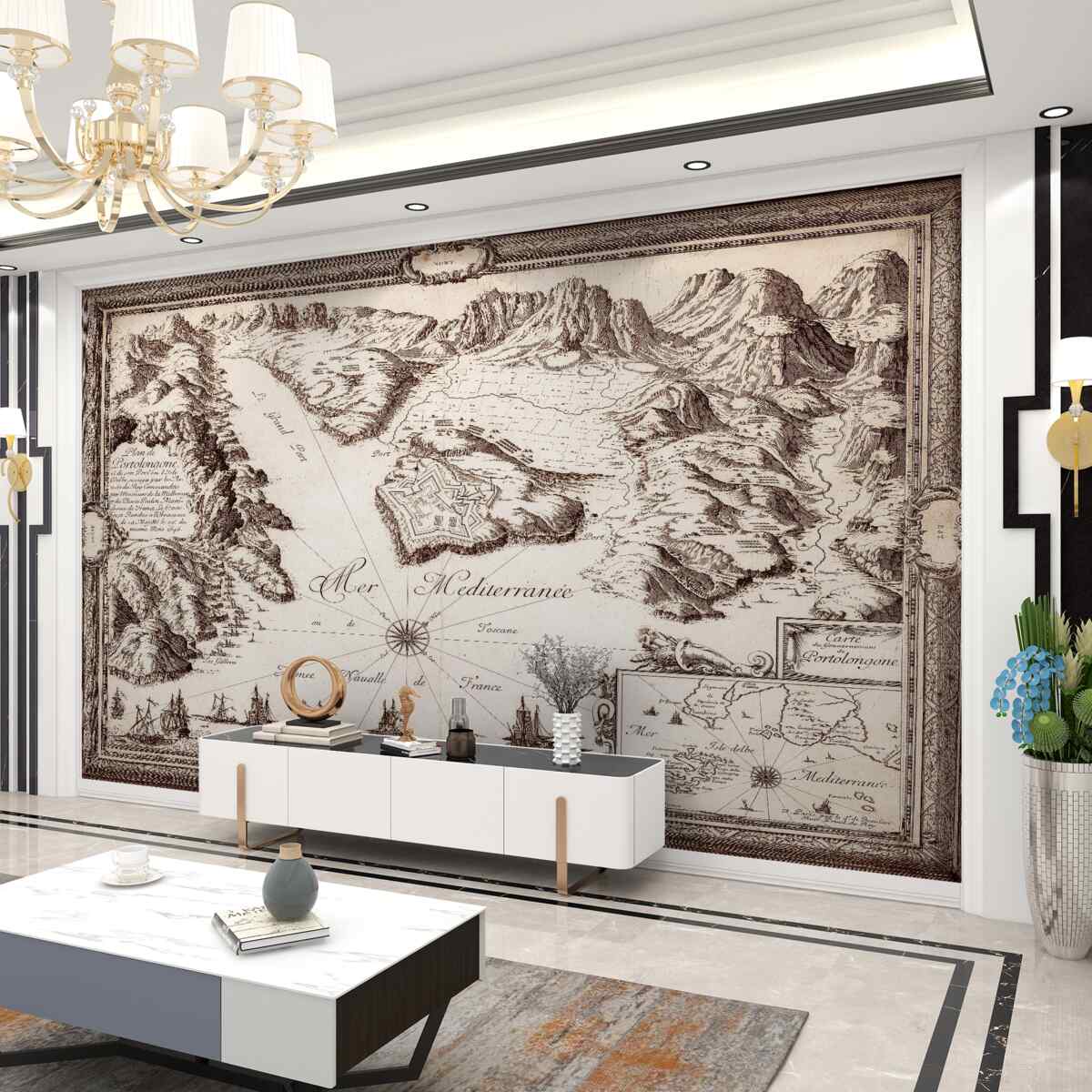 Fototapeta stara mapa wysp na morzu