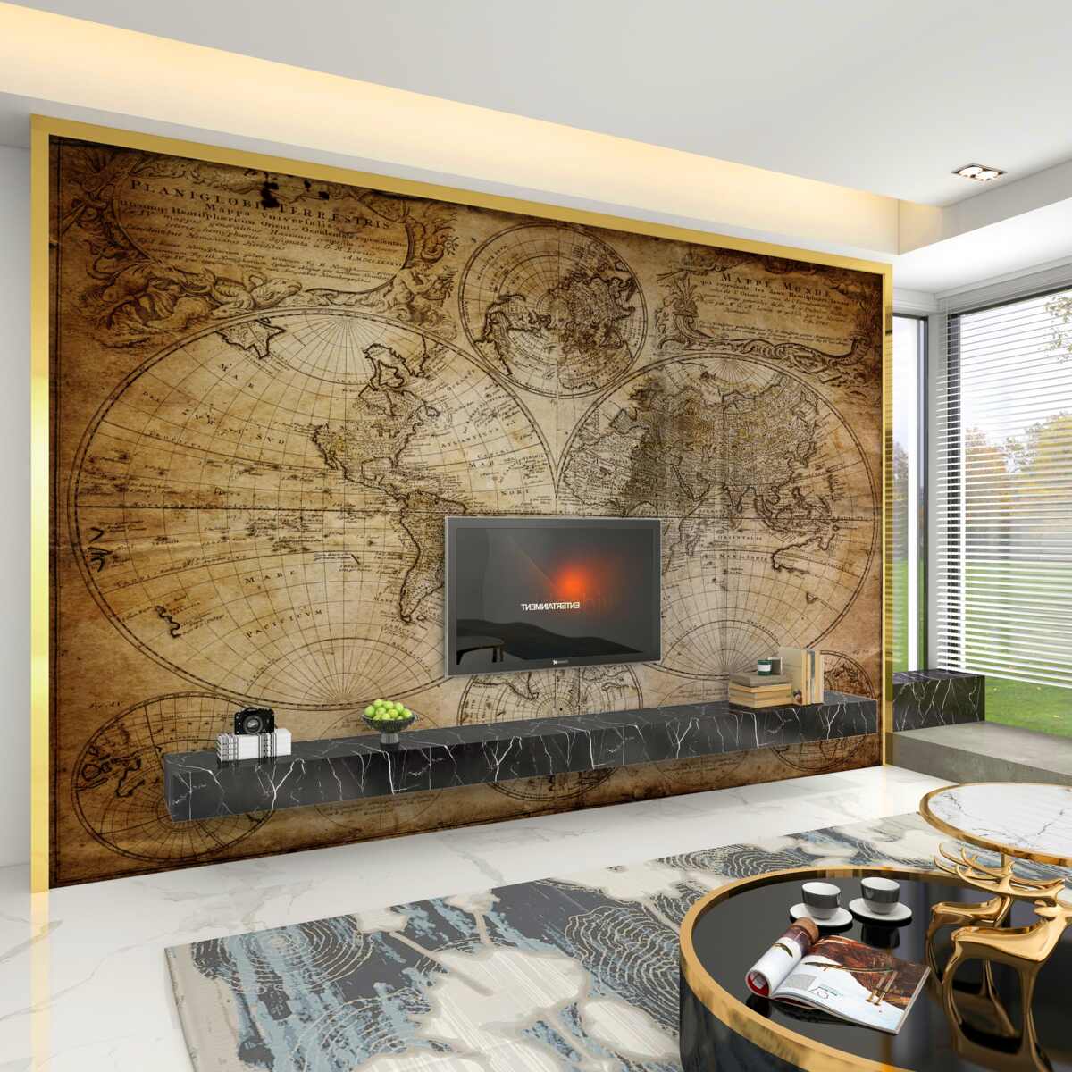 Fototapeta stara mapa z wyspami i kontynentami