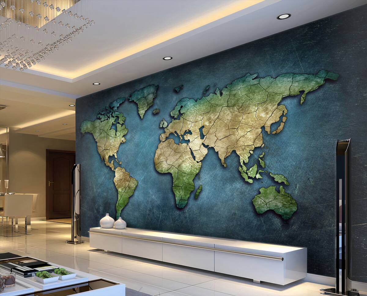 Fototapeta mapa świata z lasami