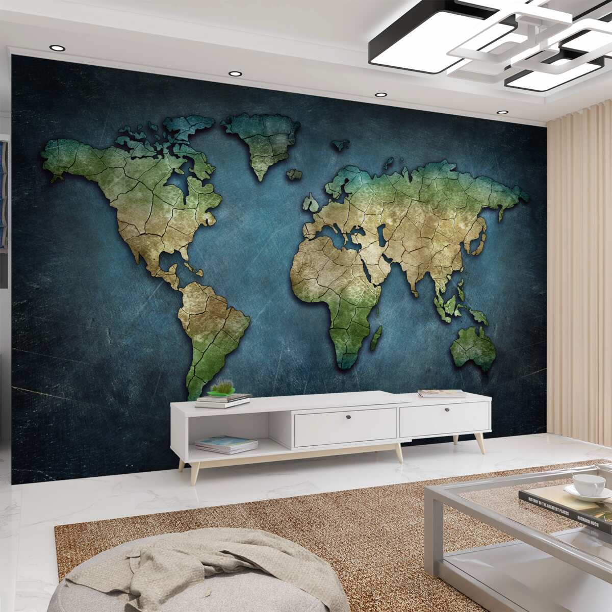 Fototapeta mapa świata z lasami