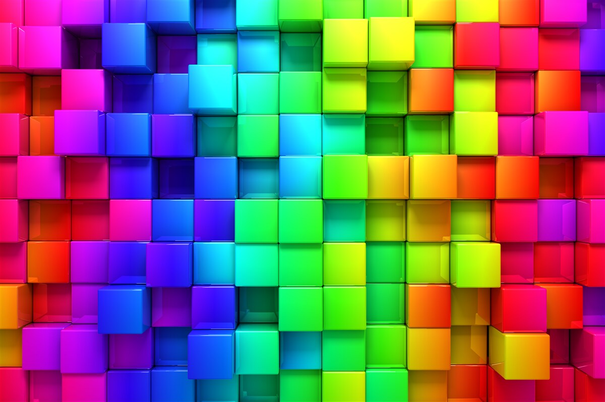 Fototapeta kostki świetlne w kolorach 3D