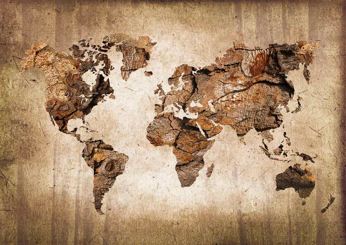 Fototapeta mapa świata z wysokościami gór